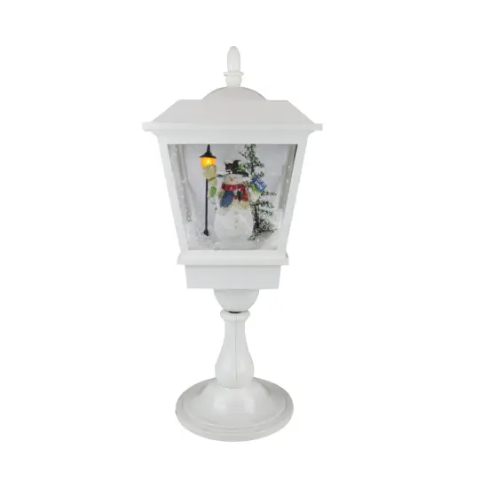 Northlight Lighted Musical Snowing Christmas Street Lamp with Snowman - 25.25" White {1}