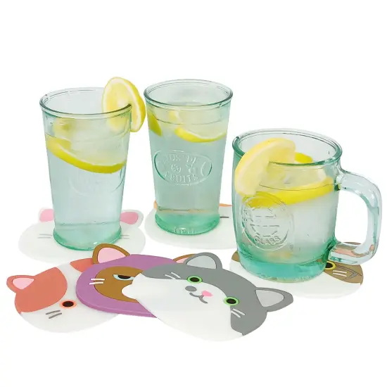 Wrapables Silicone Cute Cat Coasters for Glasses, Cups, and Drinks (Set of 6) {4}