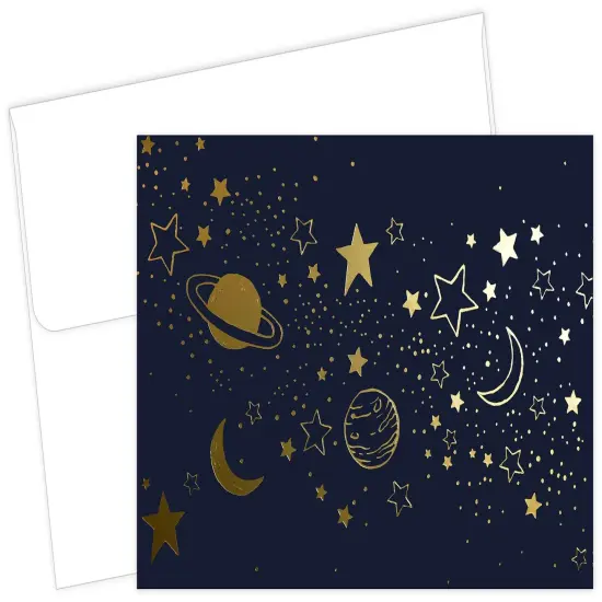 Great Papers! Thank You Note Card and White Envelope, Cosmic Night with Gold Foil, 4.75" x 3.375"(folded), 50 count {1}