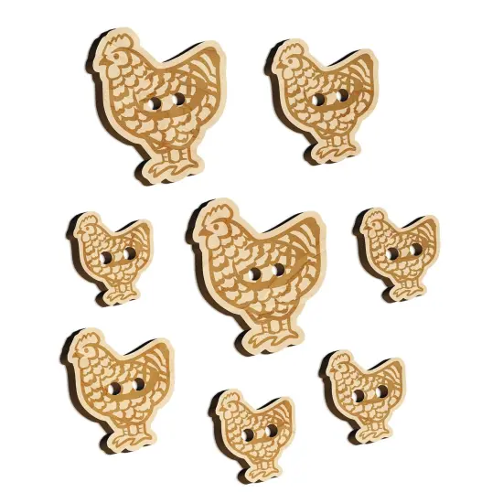 Barred Plymouth Rock Chicken Wood Buttons for Sewing Knitting Crochet DIY Craft {7}