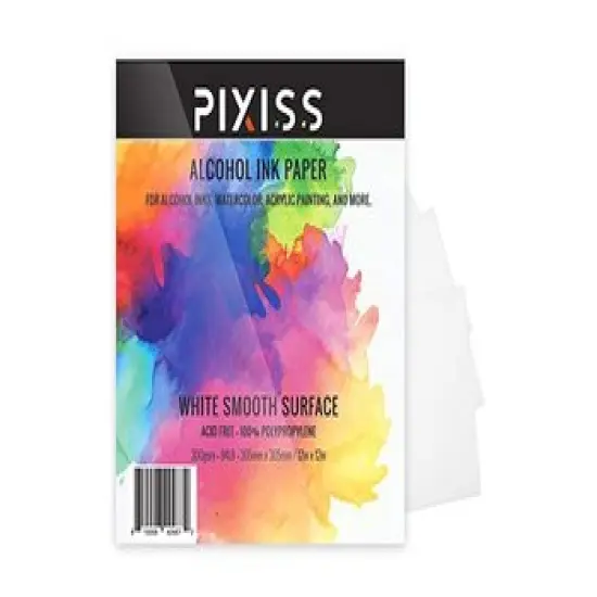 Alcohol Ink Paper 25 Sheets Pixiss Heavy Weight Paper for Alcohol Ink & Watercolor, Synthetic Paper A4 12x12 Inches (305x305mm), 300gsm {1}