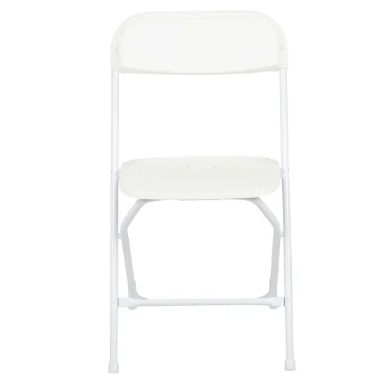 Emma and Oliver Set of 2 Stackable Folding Plastic Chairs - 650 LB Weight Capacity White {6}