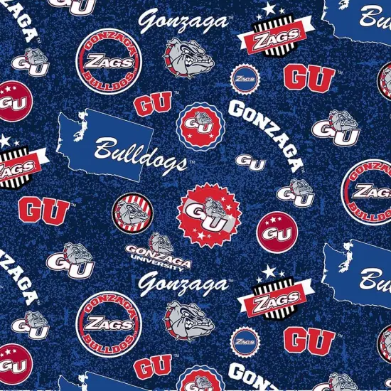 Sykel Enterprises-Gonzaga University Cotton Fabric-Gonzaga Bulldogs Home State Cotton Quilting Fabric {1}