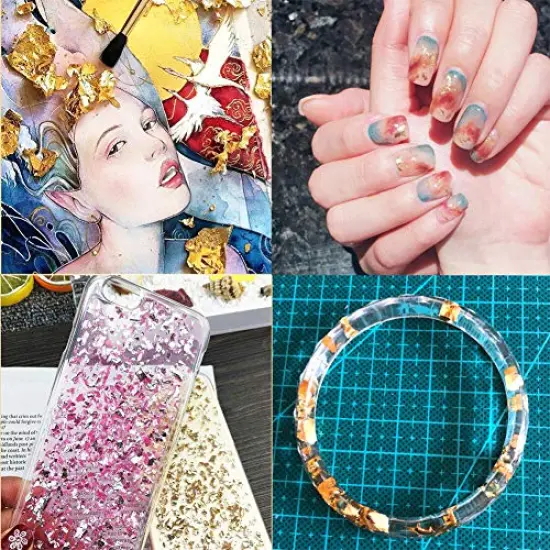 Tamicy 500 Sheets 10 Colors Metallic Gold Foil Leaf Paper - Foil Paper Slime Decorating Gilding Furniture, DIY Nails, Arts, Crafts, Paintings {2}