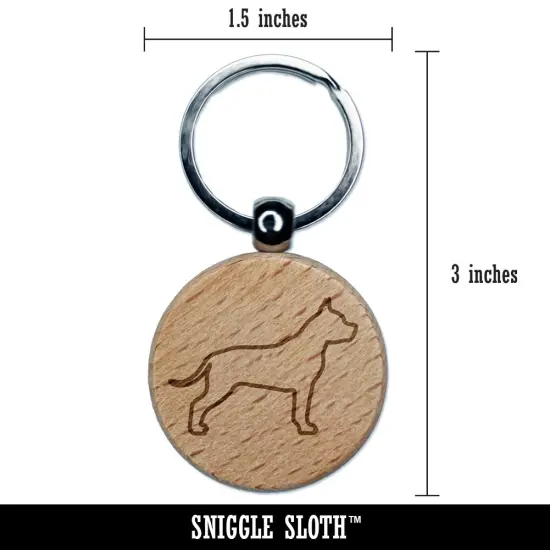 American Staffordshire Terrier Amstaff Dog Outline Engraved Wood Round Keychain Tag Charm {2}