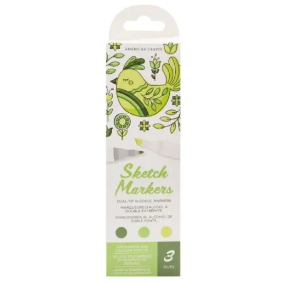 American Crafts - Sketch Markers Collection - Dual Tip - Chisel and Fine Point - Frosted Sage 3 Pack 34007542 {3}