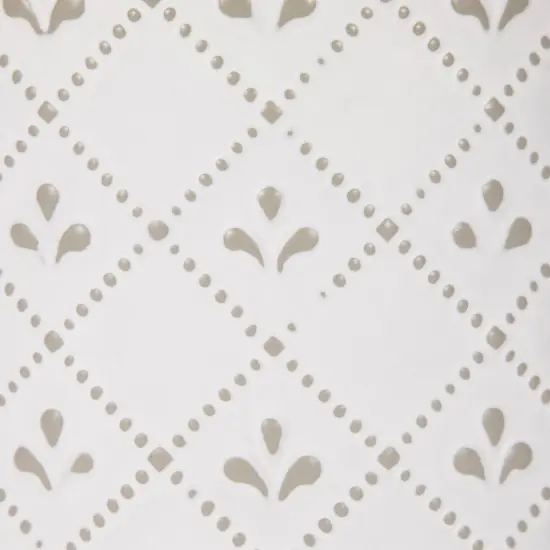 Northlight 6.5" White Round Embossed Utensil Storage Container with Wooden Base {7}