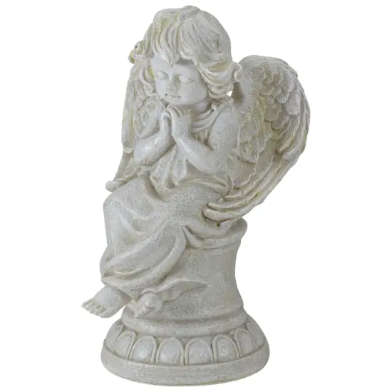 Northlight 9" Ivory Praying Angel on Pedestal Outdoor Garden Statue {6}