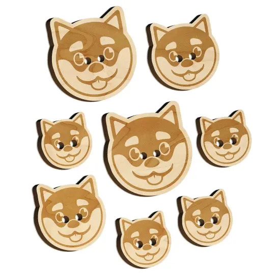 Husky Dog Face Happy Wood Buttons for Sewing Knitting Crochet DIY Craft {7}