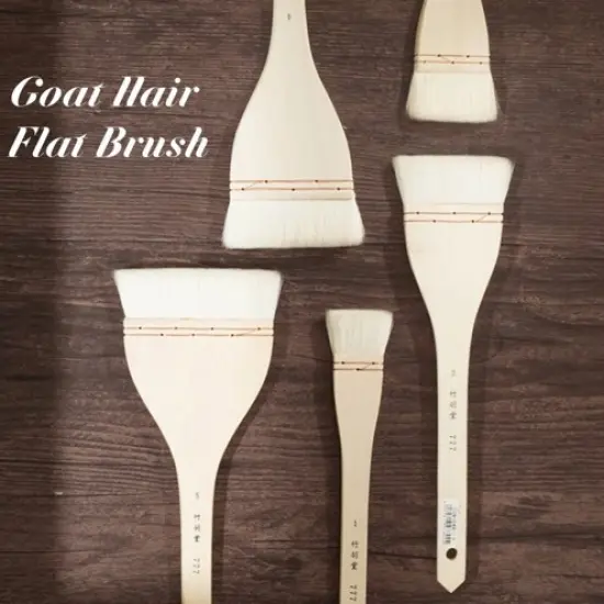 ZY Tang Handmade Chinese Calligraphy Flat Brush, Goat Hair, Watercolor Painting Brush {2}