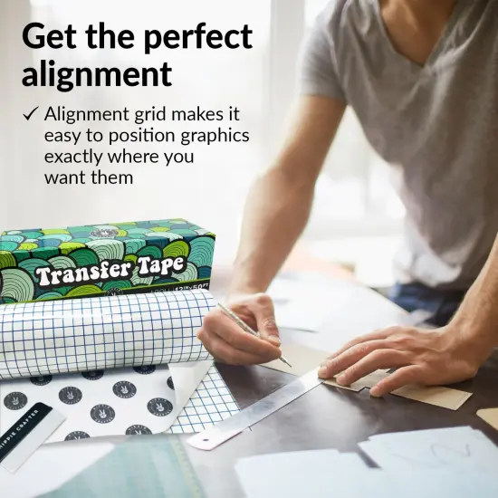 Vinyl Transfer Paper Tape Roll Transfer Tape Vinyl 50 Feet Clear Contact Paper 12" Roll Paper Transfer Tape for Vinyl Wood and Heat Transfer HTV with Grid {6}