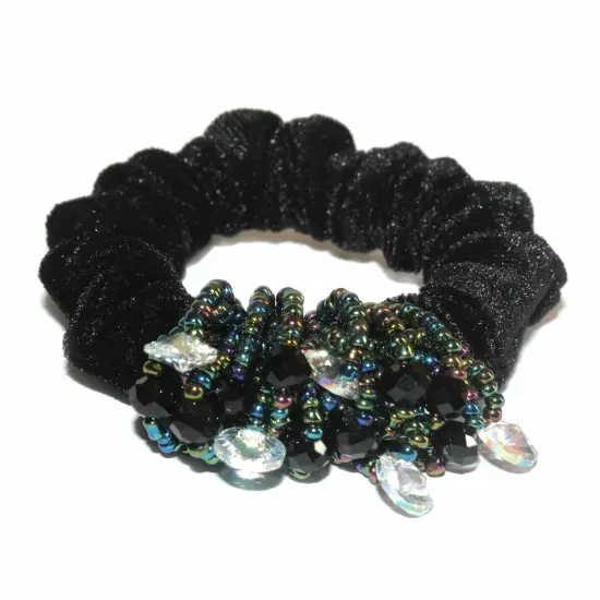 Kitcheniva Fashion Scrunchies Elastic Hair Bands With Beads Black {1}