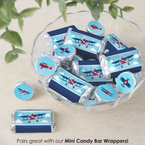 Big Dot of Happiness Taking Flight - Airplane - Baby Shower or Birthday Party Small Round Candy Stickers - Party Favor Labels - 324 Count {7}