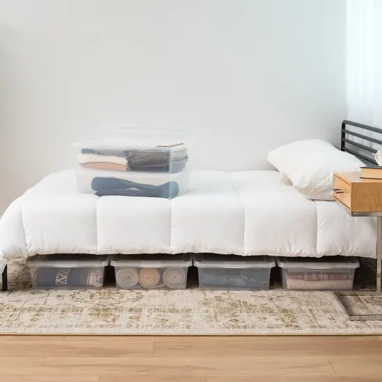 IRIS USA 28 Qt Clear Storage Box, BPA-Free Plastic Stackable Bin with Lid, Containers to Organize Closet Shelves, Clothes, Blankets, Towels, Classroom Organization Teacher Tools, 6 Pack {2}