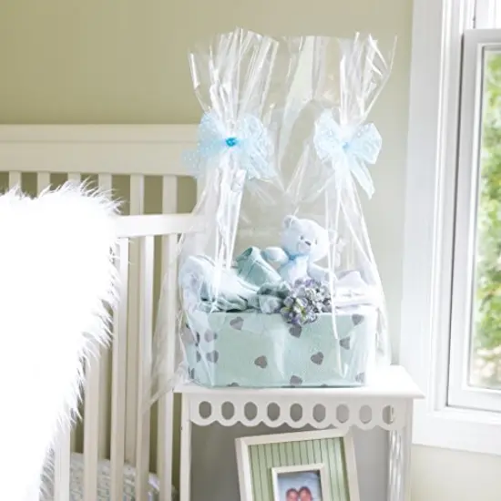10 Pieces Clear Basket Bags, Large Clear Cellophane Wrap for Baskets & Gifts 24"x30" 1.5 Mil Thick (10) {5}