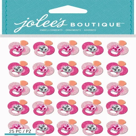 Jolee's Boutique Pink Glitter Pacifier Repeats Dimensional Stickers {1}
