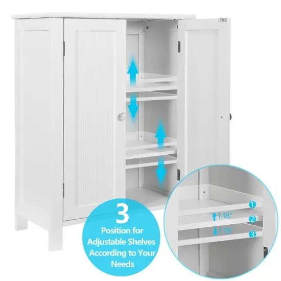 Bathroom Floor Storage Cabinet White. {3}