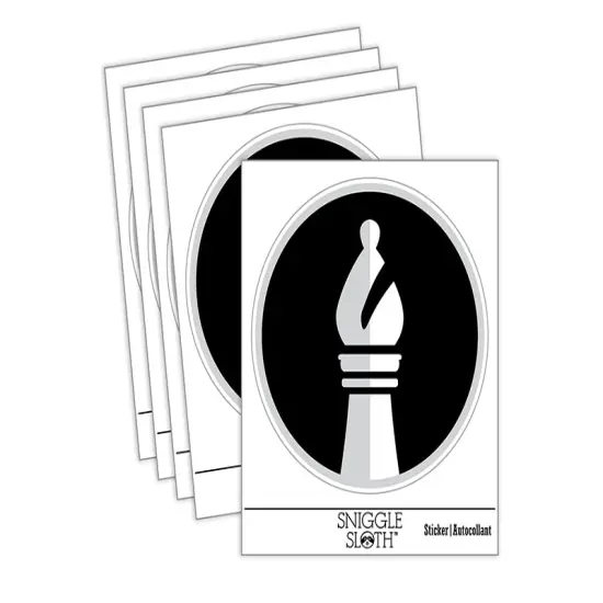 Chess Piece White Bishop Waterproof Vinyl Phone Tablet Laptop Water Bottle Sticker Set - 5 Pack {1}