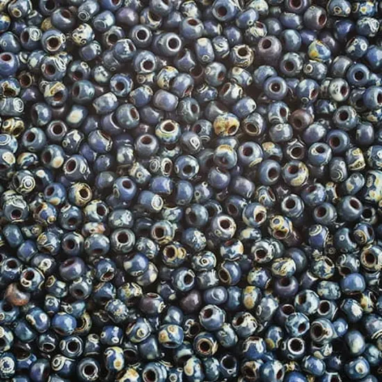 Miyuki 250g Opaque Picasso Round Rocailles Seed Beads, 11/0 Dark Teal #4516 {1}