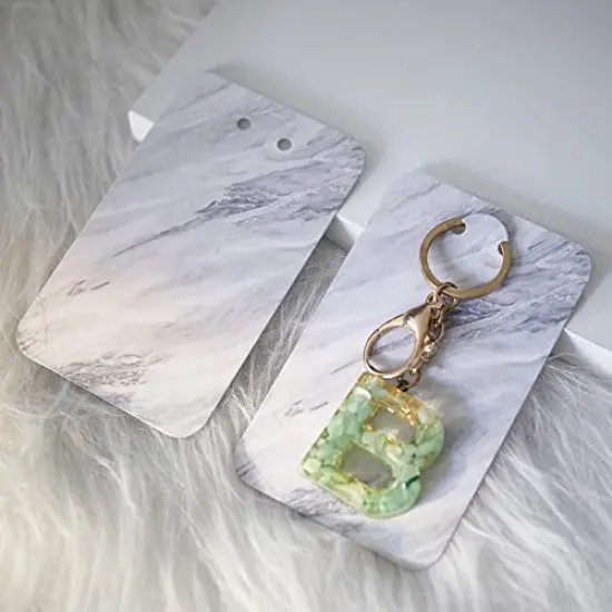100 Pieces Keychain Display Cards with Self-Sealing Bags, 3'' x 4.7'' Keychain Cards Holder for Display Keyring Cards Jewelry Packaging Supplies (Marble) {5}