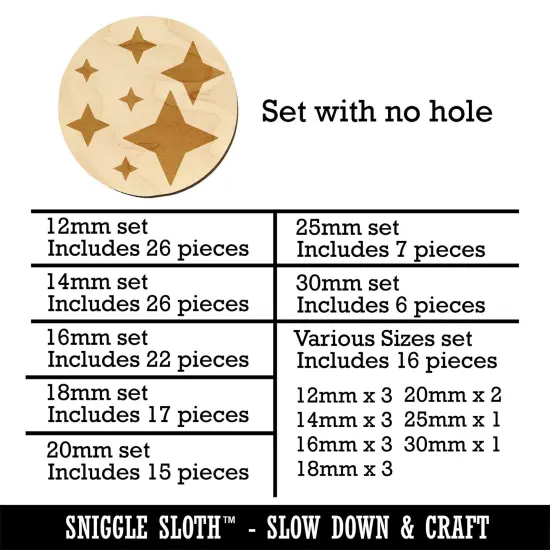 Twinkling Stars Glitter Shimmer Mini Wood Shape Charms Jewelry DIY Craft {1}