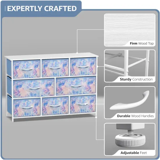 Sorbus Dresser with 8 Drawers - Chest Organizer Unit with Steel Frame Wood Top & Handle Easy Pull Fabric Bins for Clothes - Wide Storage Furniture for Bedroom, Hallway, Living Room, Nursery & Closet {3}