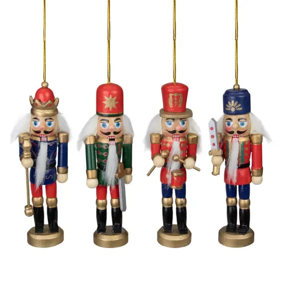 Northlight Set of 4 Red and Green Christmas Nutcracker Ornaments - 5" {3}