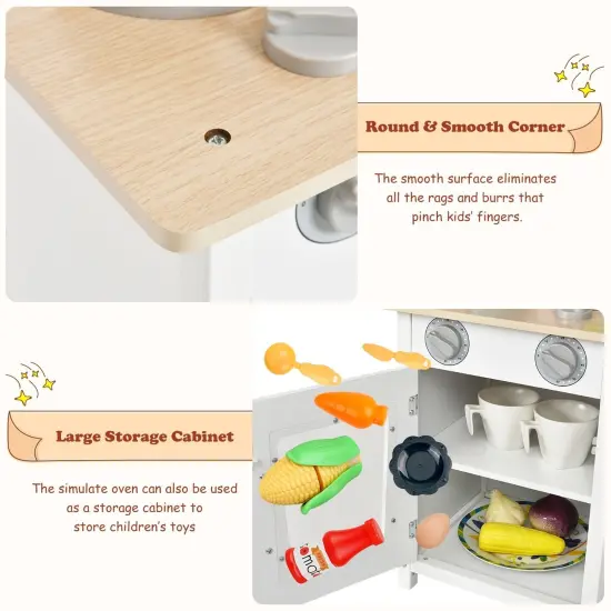 Wooden Pretend Play Kitchen Set for Kids with Accessories and Sink {4}