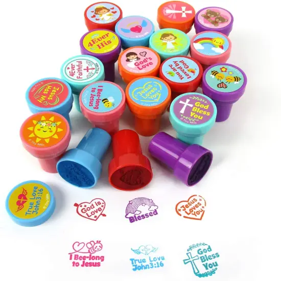 TINYMILLS Religious Christian Love Valentine's Day Stampers for Kids Religious Prizes Carnival VBS Sunday School Church Festival {4}