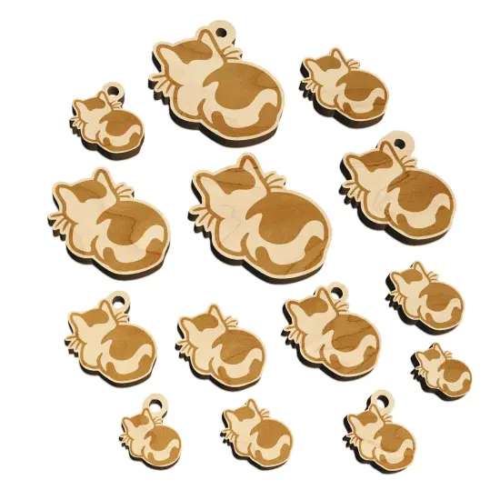 Cat Backside Mini Wood Shape Charms Jewelry DIY Craft {7}