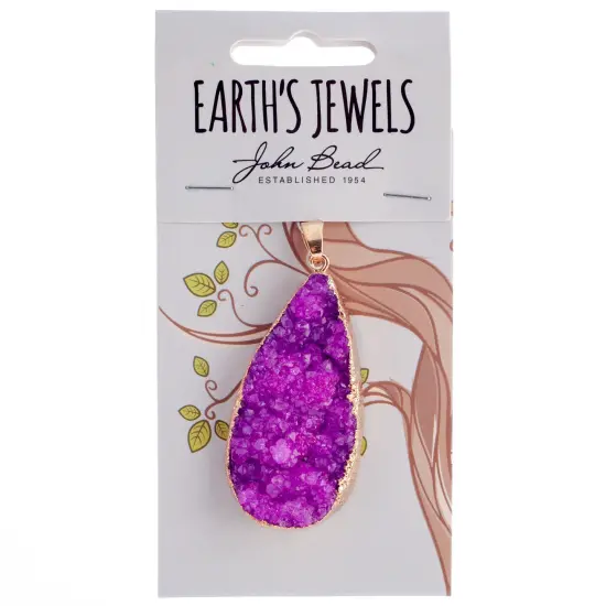 Earth's Jewel 50mm Purple Semi-Precious Agate Teardrop Pendant {1}
