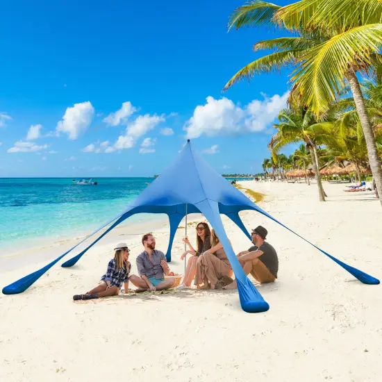 Beach Canopy Tent with UPF50+ Sun Protection and Shovel Blue {2}