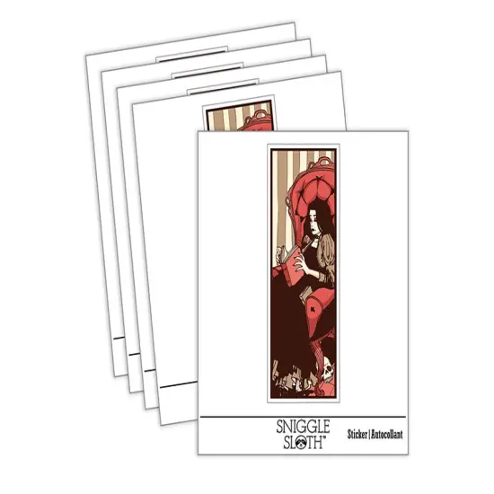 Goth Victorian Girl Reading Book Waterproof Vinyl Phone Tablet Laptop Water Bottle Sticker Set - 5 Pack {1}