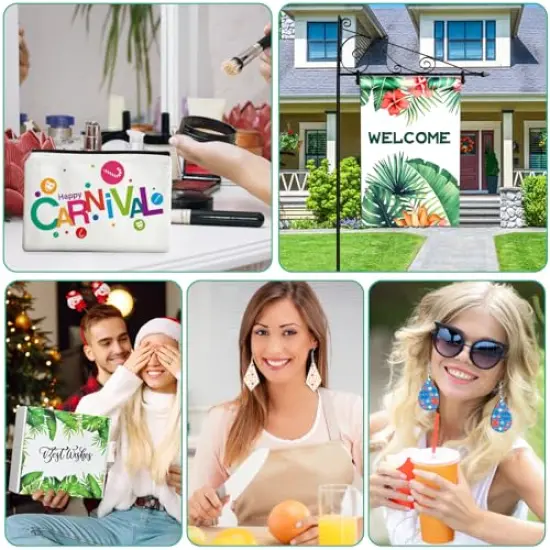 114Pcs Sublimation Blanks Products, Sublimation Blanks Set Including DIY Blank Makeup Bag, Keychain, Earring, Pillow Cover, Mouse Pad, Coaster Garden Flag for Sublimation Heat Transfer Christmas Craft {6}