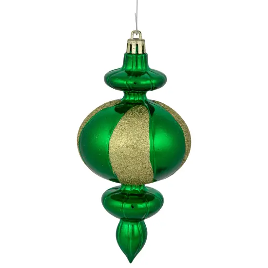 Northlight 8-Count Green Shatterproof Finial Christmas Ornaments, 6" {4}