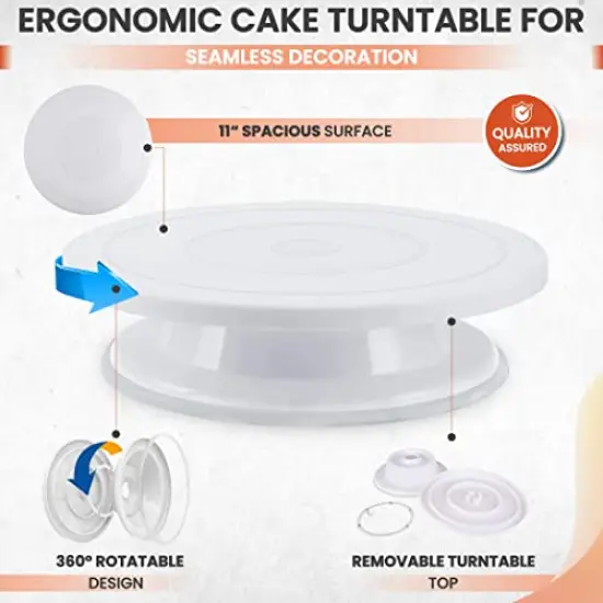 35 PCS Cake Turntable and Leveler-Rotating Cake Stand with Non Slip pad-7 Icing Tips and 20 Bags- Straight & Offset Spatula-3 Scraper Set -EBook-Cake Decorating Supplies Kit -Baking Tools {6}