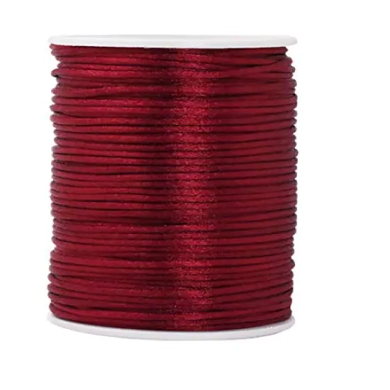 100 Yards 2mm Mandala Crafts Satin Rattail Cord String from Nylon for Chinese Knot, Macram&eacute;, Trim, Jewelry Making Maroon {2}