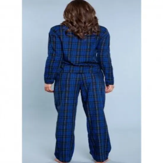 Womens Plaid PJ Set Blue Sleep in style with our trendy {3}