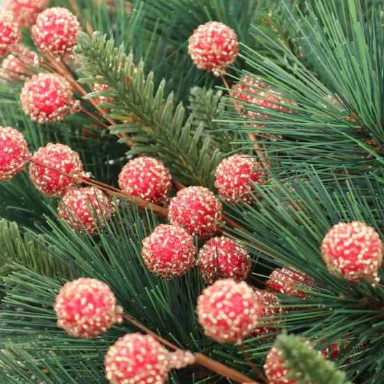 17-Inch Red Beaded Berry Sprays - Set of 12, 25 Large Berries - Perfect for Wreaths, Garlands, Decor - Festive Holiday Accents - 2024 Christmas Collection, Floral Home by Artificial Flowers {3}