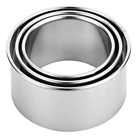 3 Pieces Cookie Cutters - Biscuit Cutters/Stainless Steel Dumpling Cutters/Cake Pastry Cutters/Cake Cookie Scone Cutters Molds stamps for Cooking BakingRound Edge) {2}
