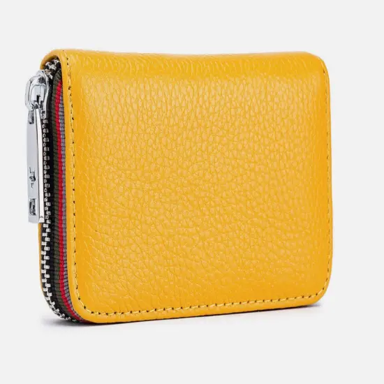 Kitcheniva Unisex Leather Zipper Wallet Yellow {1}