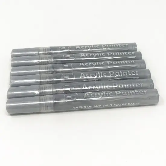 Acrylic Paint Marker Pens Set for Pebble, Rock, Stone Painting, Scrapbooking, Fabric Silver(6pcs) {1}