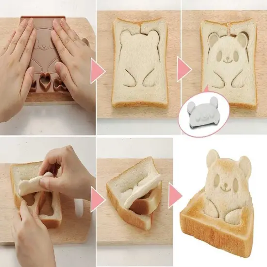 Set of Panda Frog Bear Shapes Sandwich Cutter Mold Bread. {3}