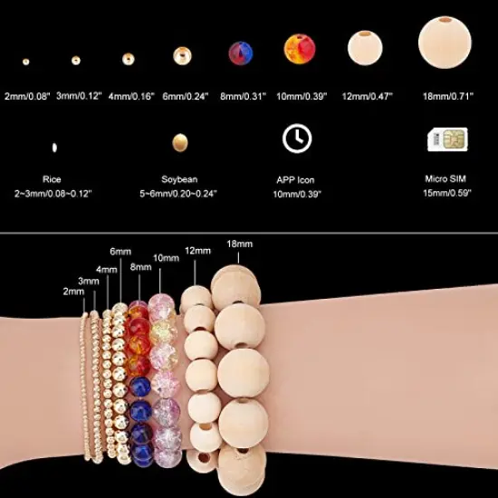 720 pieces 24 Color 8mm Glass Beads Black Bracelet Beads Round Marble Loose Beads Crystal Spacers for Bracelet Earring Necklace Jewelry Making Halloween Eid Mubarak Ramadan Decoration {5}