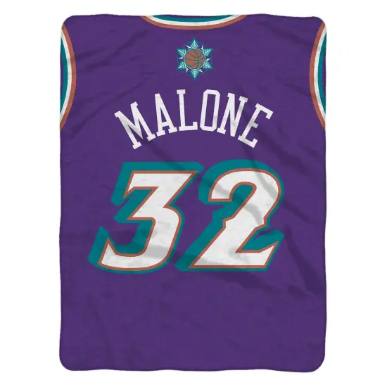 Sleep Squad Utah Jazz Karl Malone 60&rdquo; x 80&rdquo; Raschel Plush Jersey Basketball Blanket {2}