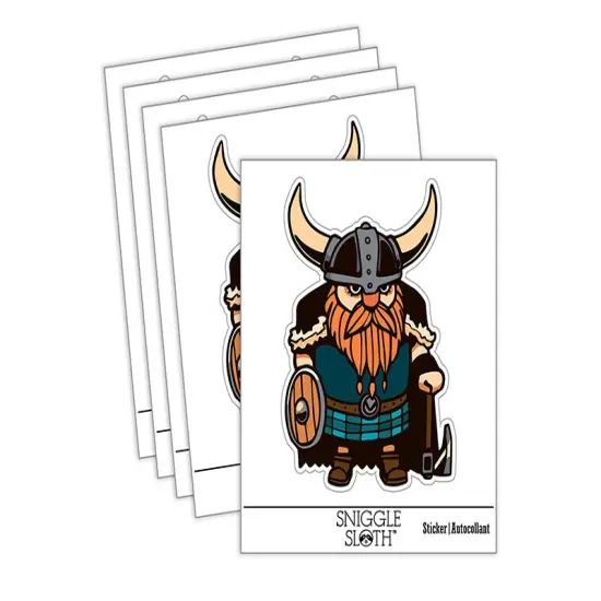 Stout Bearded Viking with Horned Helmet Waterproof Vinyl Phone Tablet Laptop Water Bottle Sticker Set - 5 Pack {2}