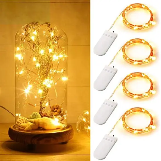 ANJAYLIA 4 Pack Fairy Lights 10ft 30 Mini LEDs String Lights Battery Operated Waterproof Warm White Starry Firefly Lights on Copper Wire, Decorative Lights for Home Wedding Christmas {1}