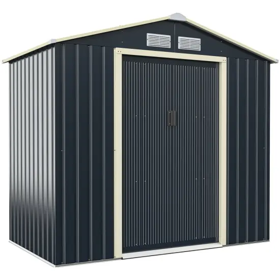 7 Feet X 4 Feet Metal Storage Shed with Sliding Double Lockable Doors {1}