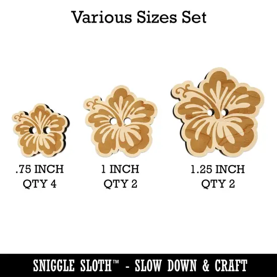 Pretty Hibiscus Flower Tropical Wood Buttons for Sewing Knitting Crochet DIY Craft {1}