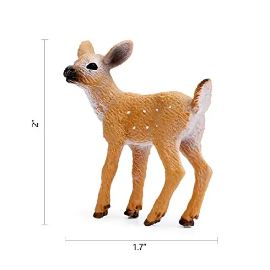 12 Pieces Deer Figurines Cake Toppers, Deer Toys Figure, Small Woodland Animals Set of 12 Fawn {2}